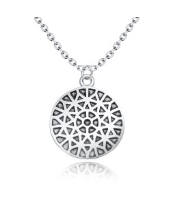 Circle  Carved Shaped Silver Necklace SPE-3528